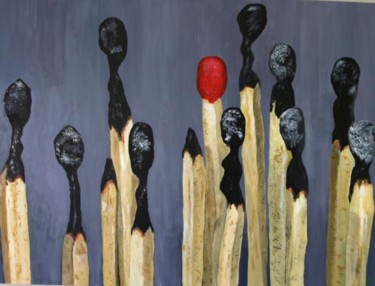 Peinture intitulée "les allumettes" par Daniel Voyé, Œuvre d'art originale