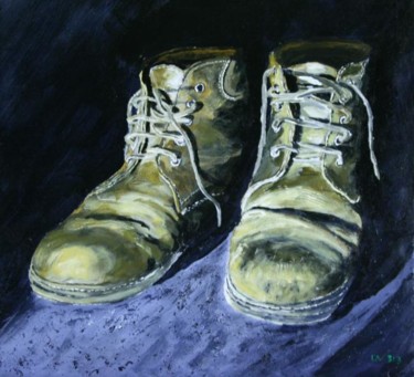 Schilderij getiteld "Shoes" door Daniel Voyé, Origineel Kunstwerk, Olie