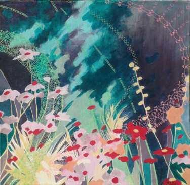 Peinture intitulée "ciel vert" par Dany Masson, Œuvre d'art originale, Acrylique Monté sur Carton