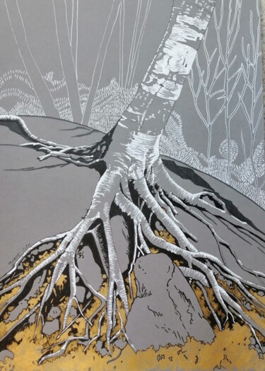 Dessin intitulée "caresse" par Dany Masson, Œuvre d'art originale, Crayon Monté sur Carton