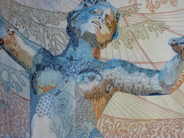 Рисунок под названием "Femme dentelle" - Dany Masson, Подлинное произведение искусства, Чернила
