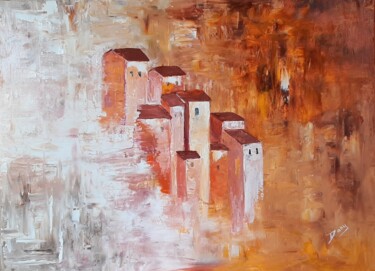 Painting titled "Village perché" by Dany Santelli, Original Artwork, Acrylic