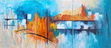 Painting titled "Triptyque "Quand la…" by Dany Santelli, Original Artwork, Oil Mounted on Wood Stretcher frame