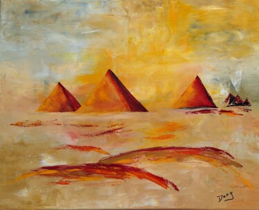 Painting titled "Pyramides" by Dany Santelli, Original Artwork, Oil Mounted on Wood Stretcher frame