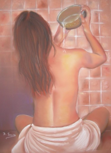 Peinture intitulée ""La Toilette"" par Dany Serva, Œuvre d'art originale, Pastel