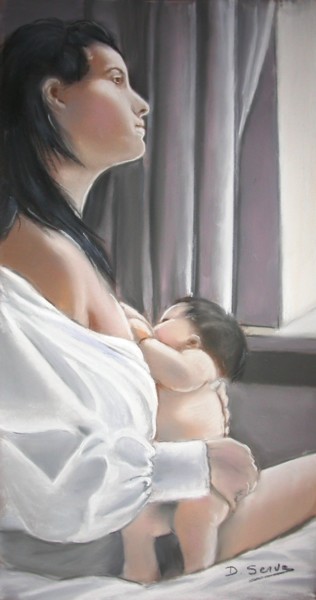 Peinture intitulée ""Maternité"" par Dany Serva, Œuvre d'art originale