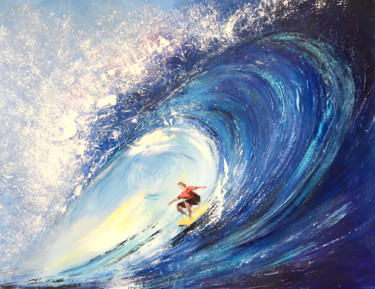 Malarstwo zatytułowany „Surf” autorstwa Dane, Oryginalna praca, Akryl Zamontowany na Drewniana rama noszy