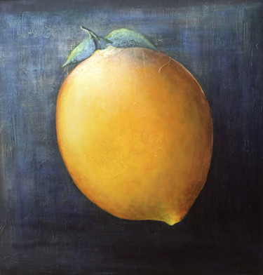 Painting titled "Le citron" by Dane, Original Artwork, Acrylic Mounted on Wood Stretcher frame