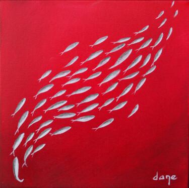 Painting titled "En rouge" by Dane, Original Artwork, Acrylic Mounted on Wood Stretcher frame