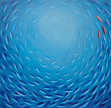 Картина под названием "Under the water" - Dane, Подлинное произведение искусства, Акрил Установлен на Деревянная рама для но…