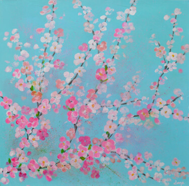 Картина под названием "Floraison" - Dane, Подлинное произведение искусства, Акрил Установлен на Деревянная рама для носилок