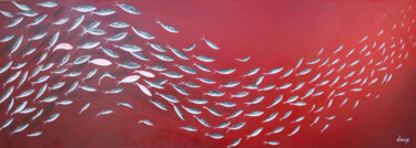 Schilderij getiteld "Le rouge" door Dane, Origineel Kunstwerk, Acryl Gemonteerd op Frame voor houten brancard