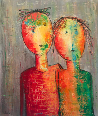Картина под названием "Toi et moi" - Dane, Подлинное произведение искусства, Акрил Установлен на Деревянная рама для носилок