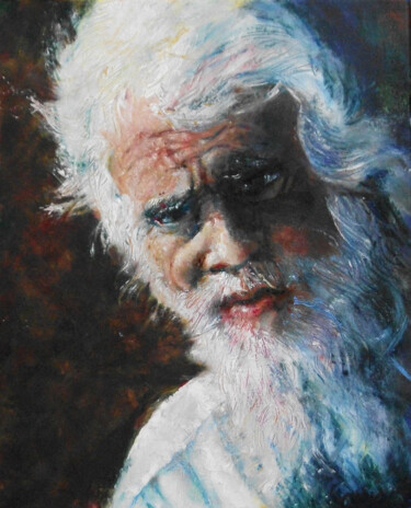 Painting titled "Barbu sans âge" by Dany Wattier, Original Artwork, Oil