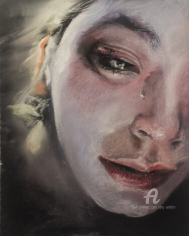 Drawing titled "Chagrin" by Dany Wattier, Original Artwork, Pastel