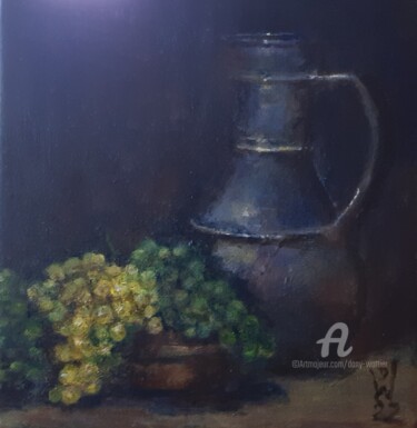 Картина под названием "Raisins et cruche" - Dany Wattier, Подлинное произведение искусства, Акрил Установлен на Деревянная р…