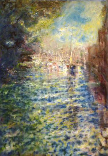 Painting titled "Le Vieux port à la…" by Dany Wattier, Original Artwork