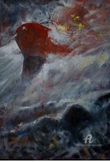 Malerei mit dem Titel "Dans la tempête" von Dany Wattier, Original-Kunstwerk, Öl