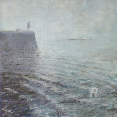 Malerei mit dem Titel "Le pécheur et son C…" von Dany Wattier, Original-Kunstwerk, Öl