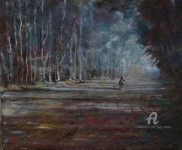 Painting titled "Piste équestre en s…" by Dany Wattier, Original Artwork, Oil