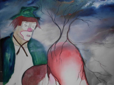 Pittura intitolato "le clown au cœur br…" da Dany Bouts, Opera d'arte originale, Olio