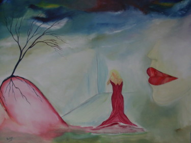 Painting titled "le regret" by Dany Bouts, Original Artwork, Oil