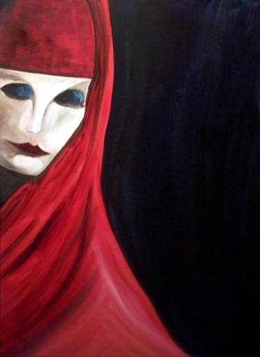 Peinture intitulée "la dame en rouge" par Dany Bouts, Œuvre d'art originale