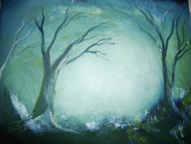 Schilderij getiteld "les 3 arbres" door Dany Bouts, Origineel Kunstwerk