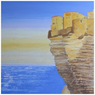 Painting titled "Falaises de Bonifac…" by Dany Baumberger, Original Artwork, Oil