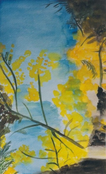 Peinture intitulée "MIMOSAS en fleur" par Dany Champeme, Œuvre d'art originale, Aquarelle