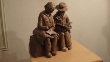 Sculpture intitulée "Lecture à deux" par Danielle Benotto, Œuvre d'art originale