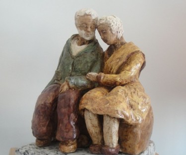 Sculpture intitulée "Nous deux" par Danielle Benotto, Œuvre d'art originale, Terre cuite