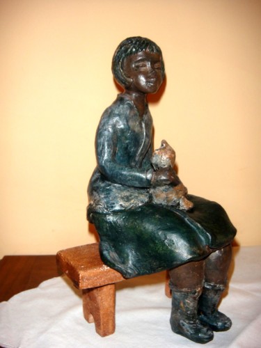 Sculpture titled "Lilicat" by Danielle Benotto, Original Artwork, Ceramics