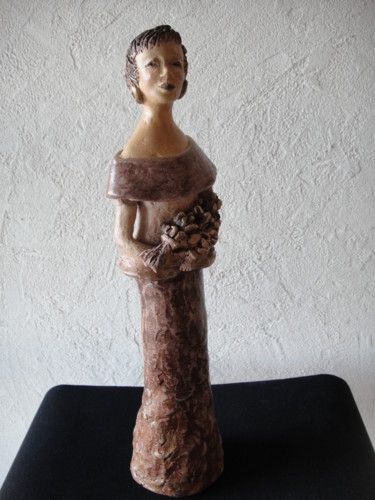 Sculpture intitulée "Femme à la gerbe de…" par Danielle Benotto, Œuvre d'art originale, Terre cuite
