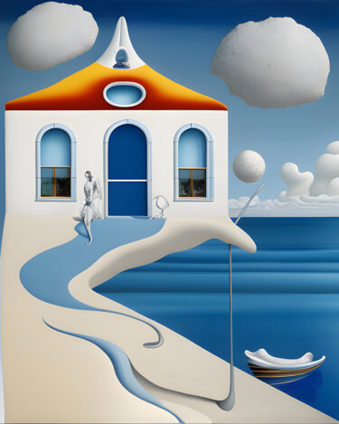 Digitale Kunst mit dem Titel "Casa Al Mare" von Danyel Carinzia, Original-Kunstwerk, Digitale Malerei