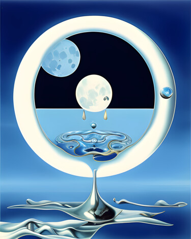 Digital Arts titled "Luna Azzurra Pallida" by Danyel Carinzia, Original Artwork, Digital Painting