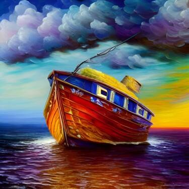 数字艺术 标题为“Barca Solitaria” 由Danyel Carinzia, 原创艺术品, 数字油画