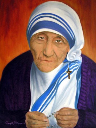 Peinture intitulée "Mère theresa" par Artiste, Œuvre d'art originale, Huile