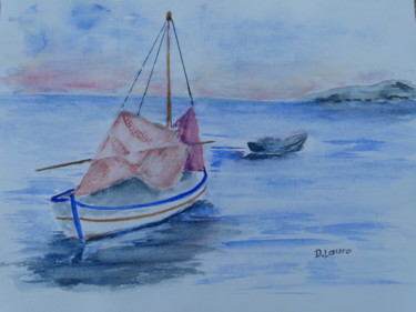 Peinture intitulée "Partie de pêche" par Danyellepeintures, Œuvre d'art originale, Aquarelle