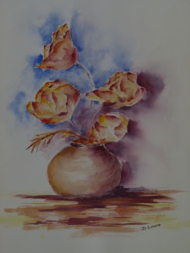 Peinture intitulée "Bouquet de roses" par Danyellepeintures, Œuvre d'art originale, Aquarelle