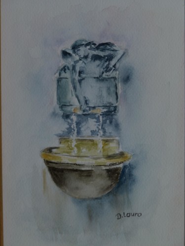 Peinture intitulée "Fontaine" par Danyellepeintures, Œuvre d'art originale, Aquarelle