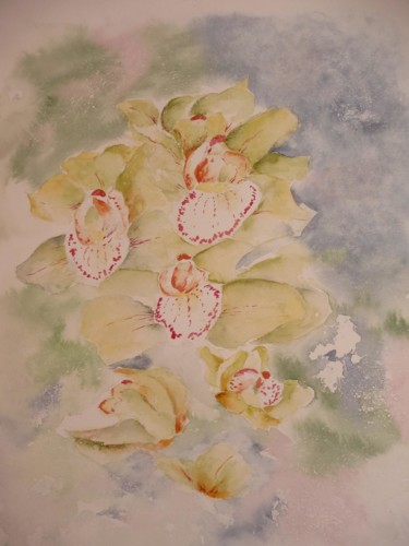 Peinture intitulée "Orchidées" par Danyellepeintures, Œuvre d'art originale, Aquarelle
