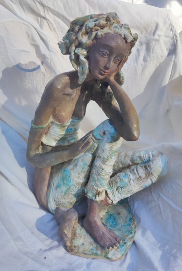 Скульптура под названием "Nu en grès émaillé…" - Daniele Gras, Подлинное произведение искусства, Глина