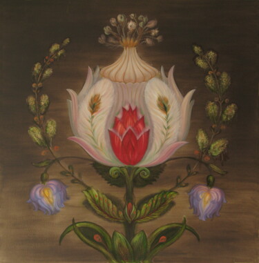Painting titled "Parfum de nuit -1" by Danylova Yevheniia, Original Artwork, Oil Mounted on Wood Stretcher frame