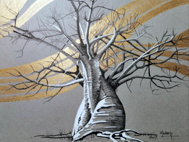 Pintura titulada "Baobab" por Dany Masson, Obra de arte original, Tinta Montado en Cartulina