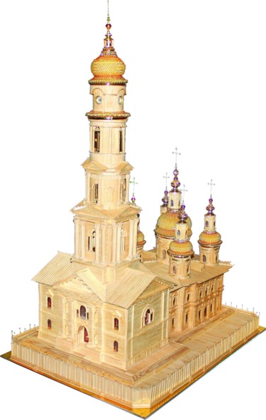 Sculpture titled "USPENSKI CATHEDRAL" by Anatolii Zhamoido, Original Artwork, Wood