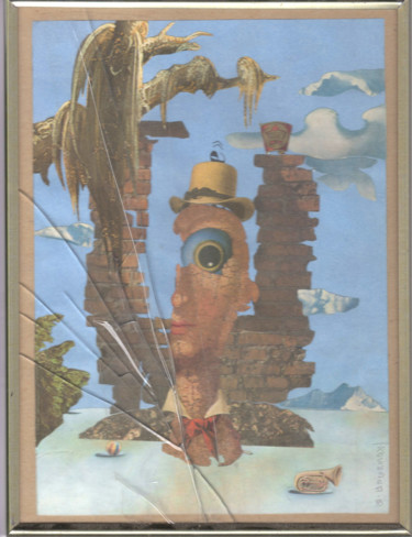 Collages intitulée "Composition 0" par Alexander Kobyzev, Œuvre d'art originale, Collages Monté sur Verre