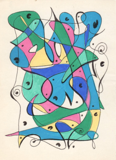 Drawing titled "Composition 2" by Alexander Kobyzev, Original Artwork, Marker