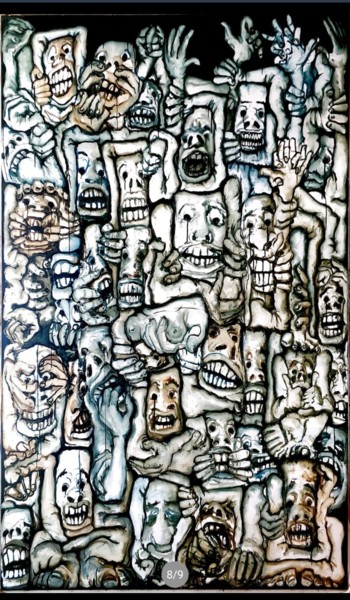 Pintura titulada "têtes chaos" por David Fargot, Obra de arte original, Oleo