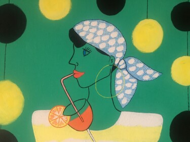 Peinture intitulée "LA FEMME AU SPRITZ" par Daphné Barbin, Œuvre d'art originale, Acrylique